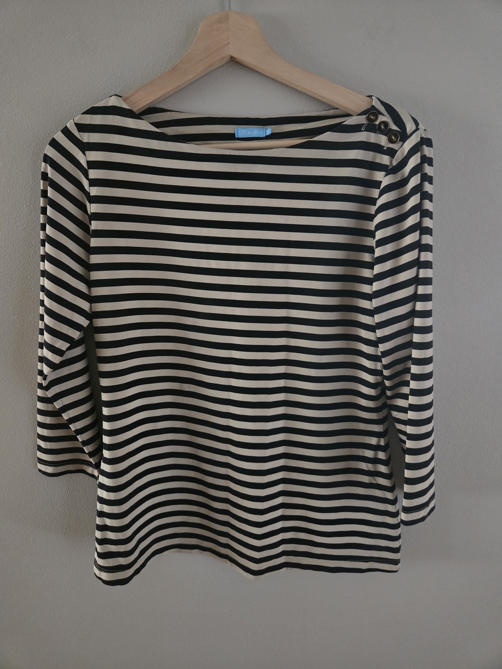 J.McLaughlin Wavesong Stripe Boatneck Button-Shoulder Blouse